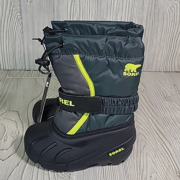 Sorel Flurry Waterproof Insulated Snow Boot Spruce Green Kids Toddler Size 8 NEW - Picture 7 of 12